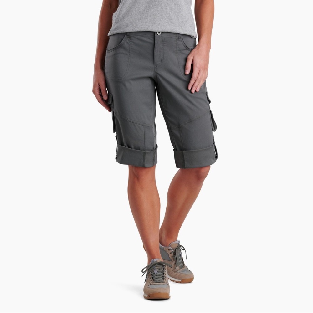 Kuhl Outdoor Hiking Cargo Roll Up Shorts, Women’s Sz 12, 6 pockets sage green